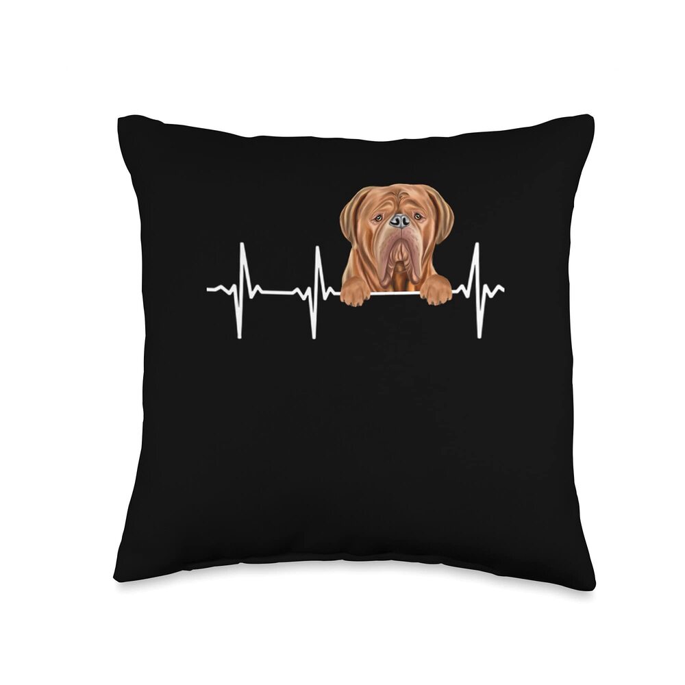 1078 Funny Dog Heartbeat For Dogues de Bordeaux Lovers Throw Pillow